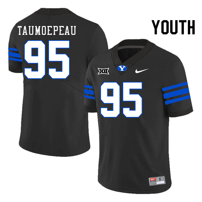 Youth #95 John Taumoepeau BYU Cougars College Football Jerseys Stitched Sale-Black